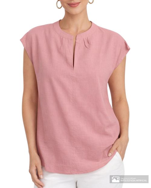 Blusa Sabrina túnica rosada manga corta para mujer