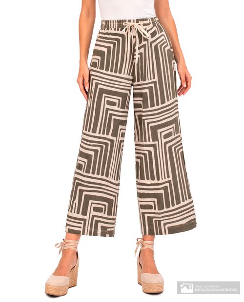 Pantalón Sabrina wide leg estampado de cintura alta para mujer