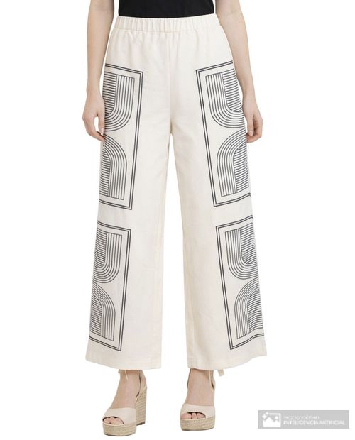 Pantalón Sabrina wide leg estampado de cintura alta para mujer