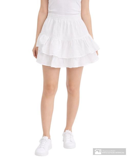 Falda Orange mini blanca de cintura alta para mujer