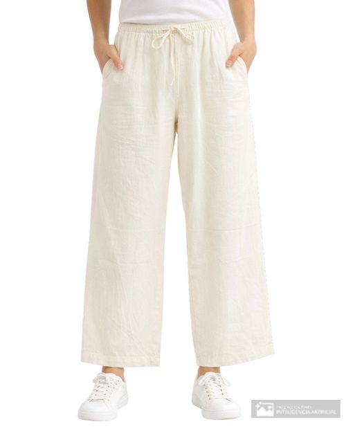 Pantalón Orange pull on beige de cintura alta para mujer