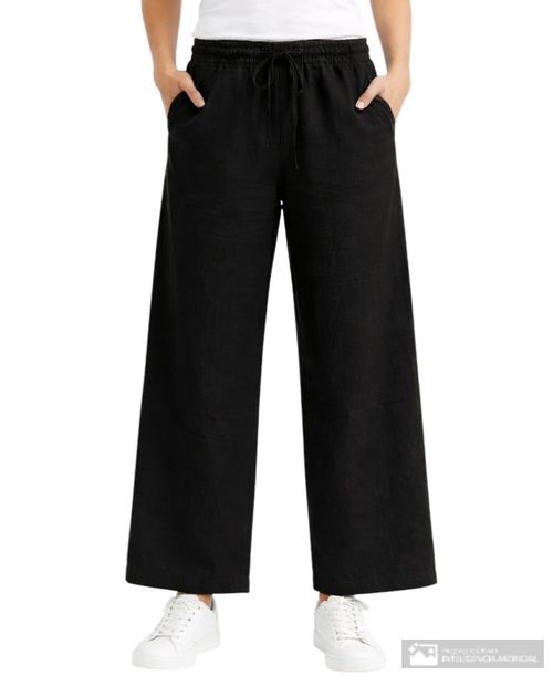 Pantalón Orange pull on negro de cintura alta para mujer