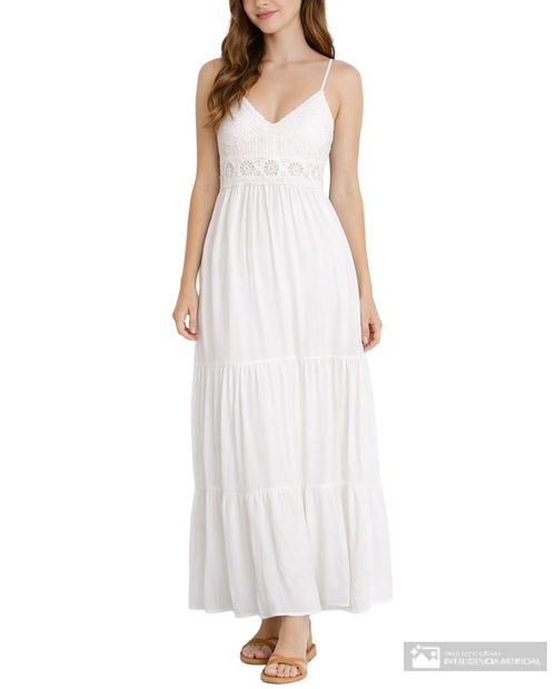 Vestido Orange maxi blanco de tirantes para mujer