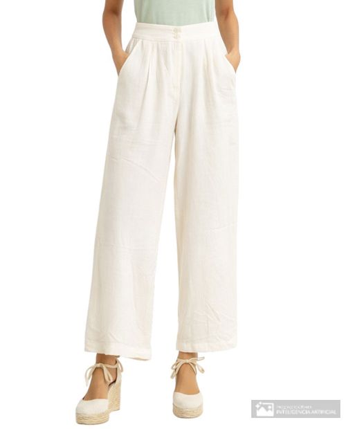 Pantalón Unexpected palazzo blanco de cintura alta para mujer