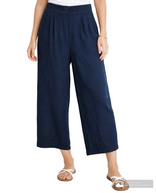 Pantalón Unexpected palazzo azul de cintura alta para mujer