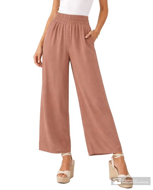 Pantalón Unexpected palazzo café de cintura alta para mujer