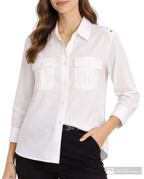 Blusa Nicolle camisera blanca manga larga para mujer