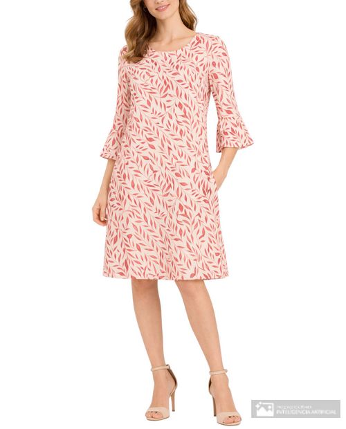Vestido Nicolle formal estampada manga 3/4 para mujer
