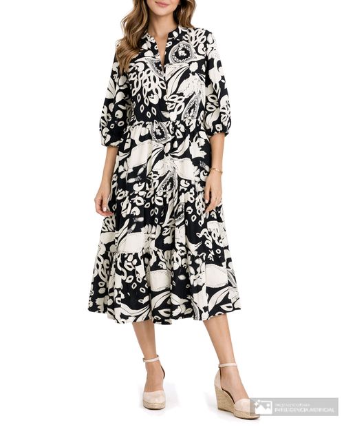 Vestido Sandra Darren midi estampado manga 3/4 para mujer