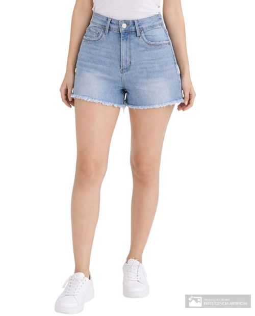 Short Most Wanted denim celeste de cintura alta para mujer