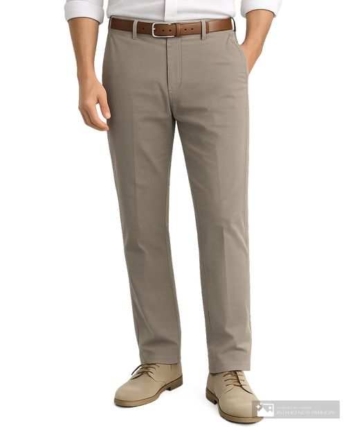 Pantalón casual PuroEGO estilo chino beige sólido para hombre