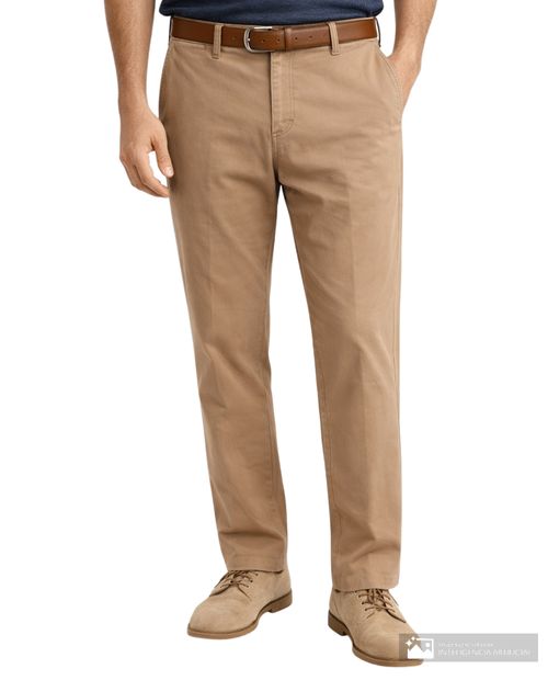 Pantalón casual PuroEGO estilo chino beige camel sólido para hombre