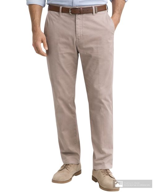 Pantalón casual PuroEGO estilo chino beige claro sólido para hombre