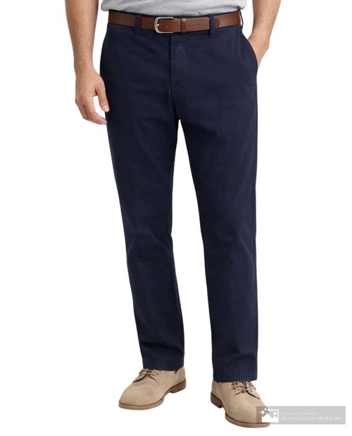Pantalón casual PuroEGO estilo chino azul navy sólido para hombre
