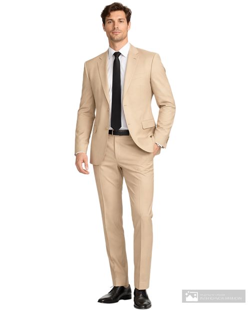 Traje Unexpected slim fit beige sólido para hombre