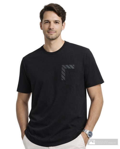 Camiseta casual Unexpected regular fit negra con mini print para hombre