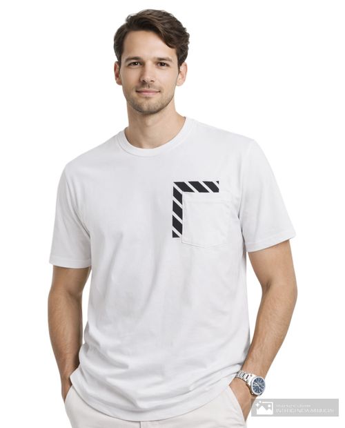 Camiseta casual Unexpected regular fit blanca con mini print para hombre