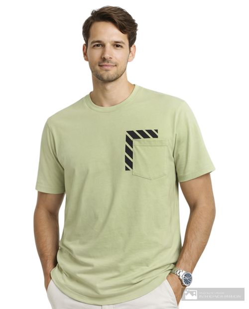 Camiseta casual Unexpected regular fit verde claro con mini print para hombre