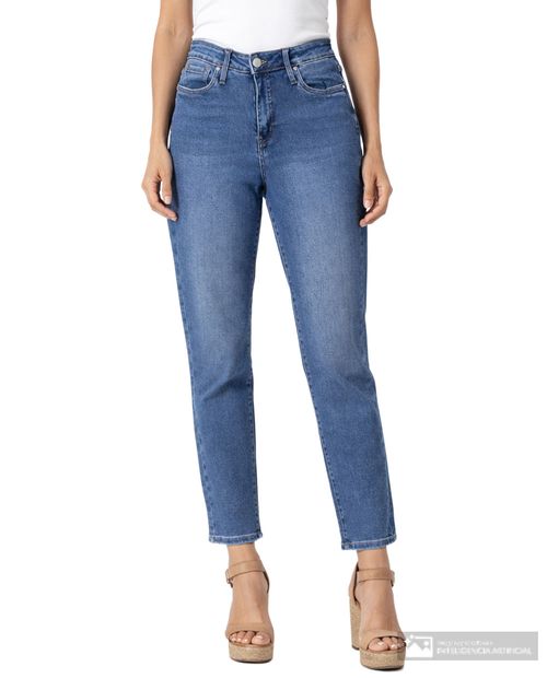 Jeans Nicolle straight azul de cintura alta para mujer