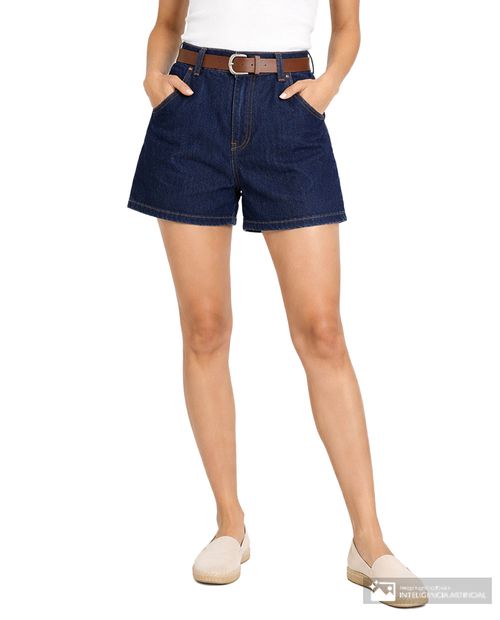 Short Nicolle denim azul de cintura alta para mujer