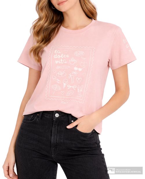 Camiseta Orange estampada manga corta para mujer