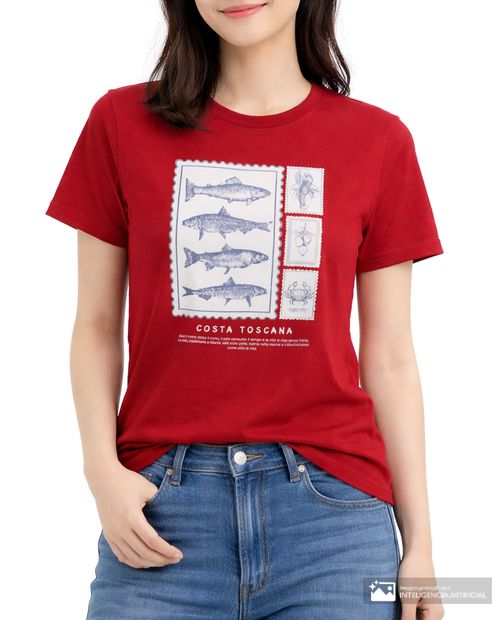 Camiseta Orange estampada manga corta para mujer