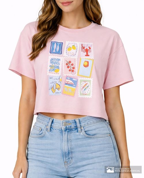 Camiseta Active Basic estampada manga corta para mujer