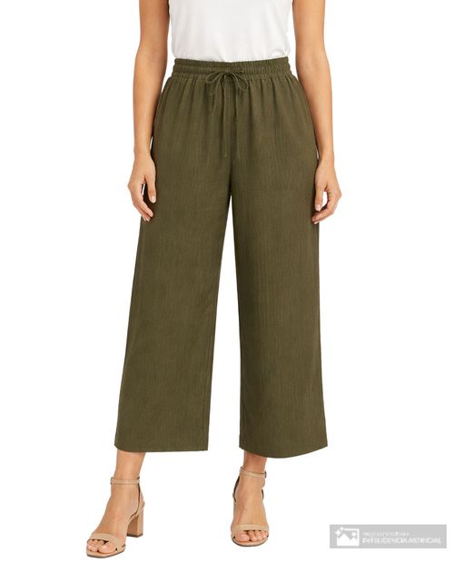 Pantalón Sabrina pull on verde de cintura alta para mujer