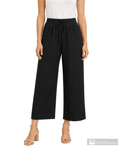 Pantalón Sabrina pull on negro de cintura alta para mujer