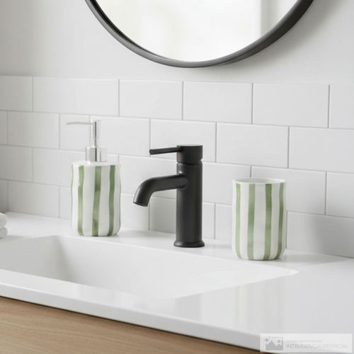 Set de baño 2 piezas de cerámica con diseño ondulado