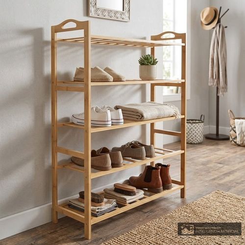 Zapatera de bambú de 5 niveles 68 cm x 25 cm x 66 cm
