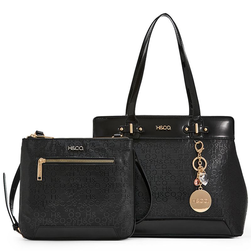 Dúo de carteras tote/crossbody H&Co color negro para mujer - Siman ...