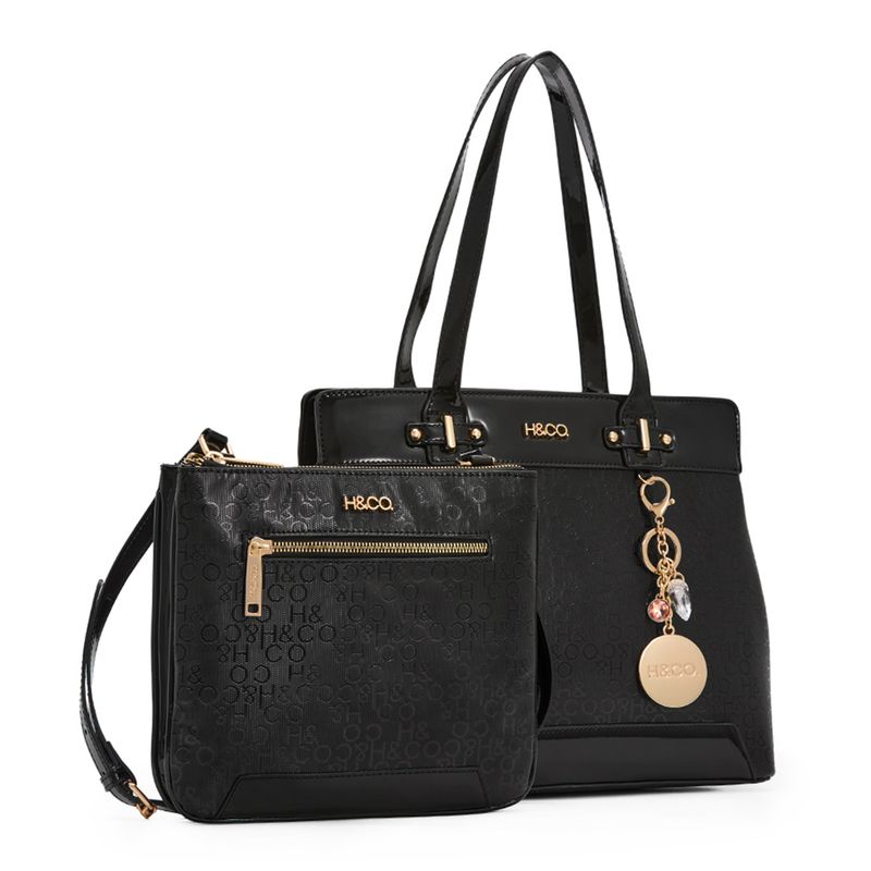 Dúo de carteras tote/crossbody H&Co color negro para mujer - Siman ...