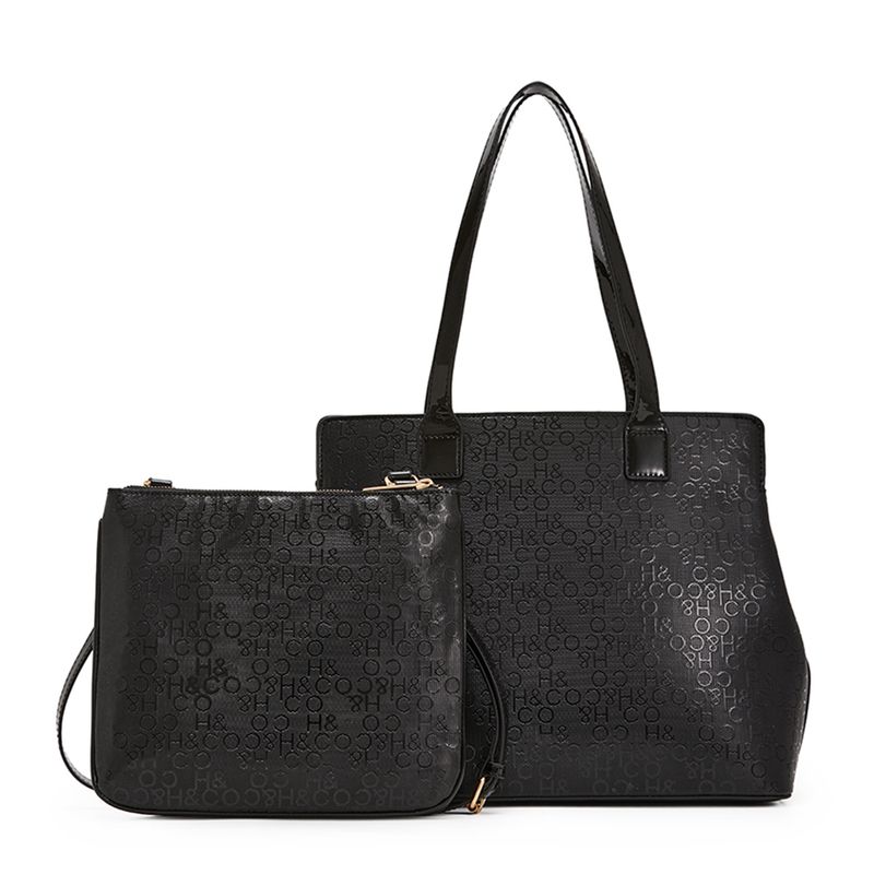 Dúo de carteras tote/crossbody H&Co color negro para mujer - Siman ...