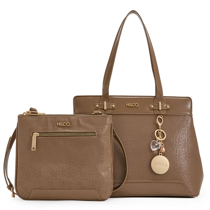 Dúo de carteras tote/crossbody H&Co café para mujer - Siman El Salvador