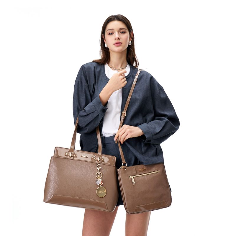 Dúo de carteras tote/crossbody H&Co café para mujer - Siman El Salvador