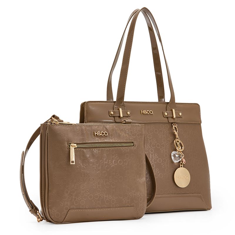 Dúo de carteras tote/crossbody H&Co café para mujer - Siman El Salvador