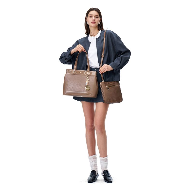 Dúo de carteras tote/crossbody H&Co café para mujer - Siman El Salvador