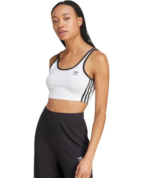 Top bra deportivo Adidas Originals blanco color blocking para mujer