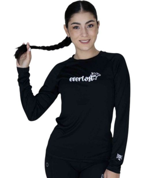 Camiseta de surf Everlast Laure II negra manga larga para mujer