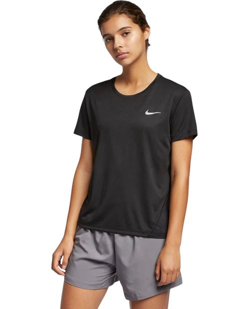 Camiseta deportiva Nike negra manga corta para mujer