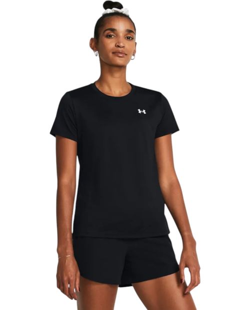Camiseta deportiva Under Armour negra manga corta para mujer