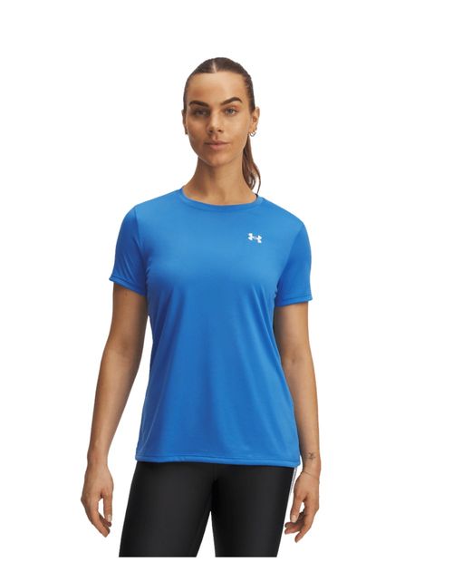 Camiseta deportiva Under Armour azul manga corta para mujer