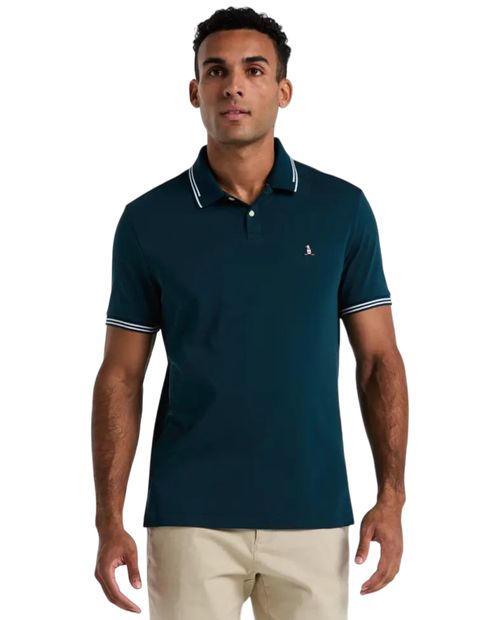 Camisa polo Penguin turquesa sólida para hombre