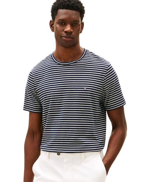 Camiseta Tommy Hilfiger regular fit azul navy rayada para hombre