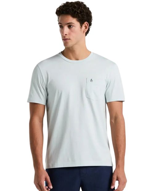 Camiseta Penguin slim fit celeste sólida para hombre