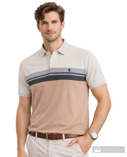 Camisa polo Izod regular fit bicolor rayada para hombre