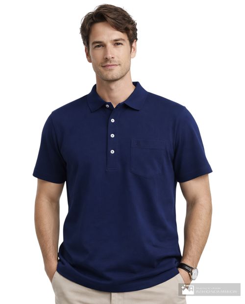 Camisa polo Izod classic fit azul navy sólida para hombre