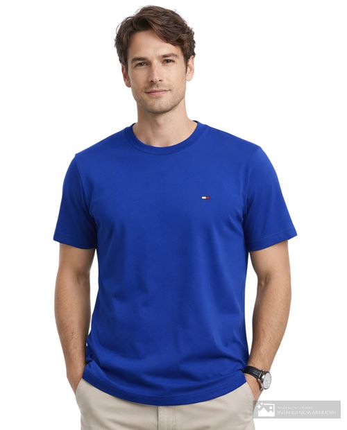 Camiseta básica Tommy Hilfiger regular fit azul sólida para hombre