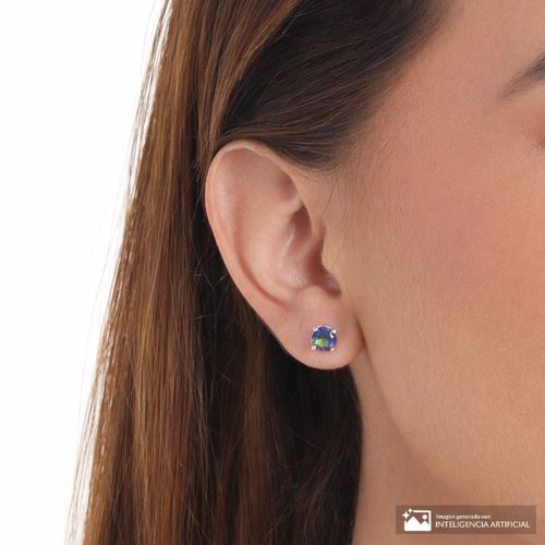 Aretes studs de brass con piedra zirconia para mujer